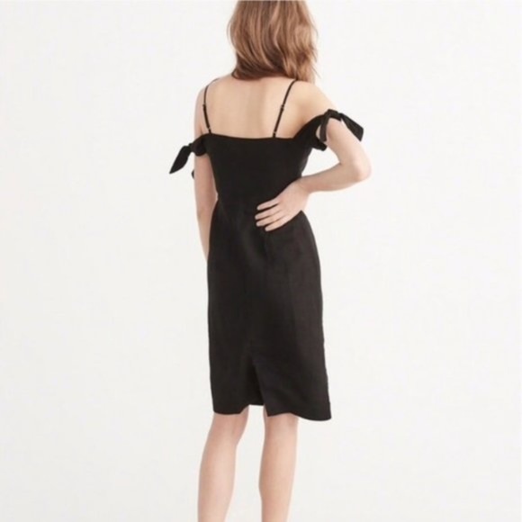 A&F black linen midi dress with tie shoulders - Picture 2 of 14